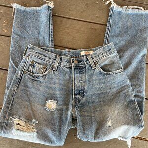 Levi's Original 501 Distressed Japanese Denim raw hem 100% cotton Size 25